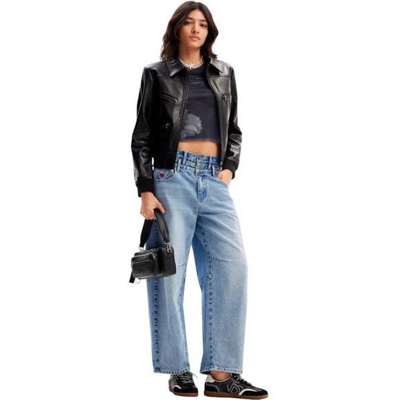 Desigual Double Waist Balloon Leg Jeans - Picture 1 of 12